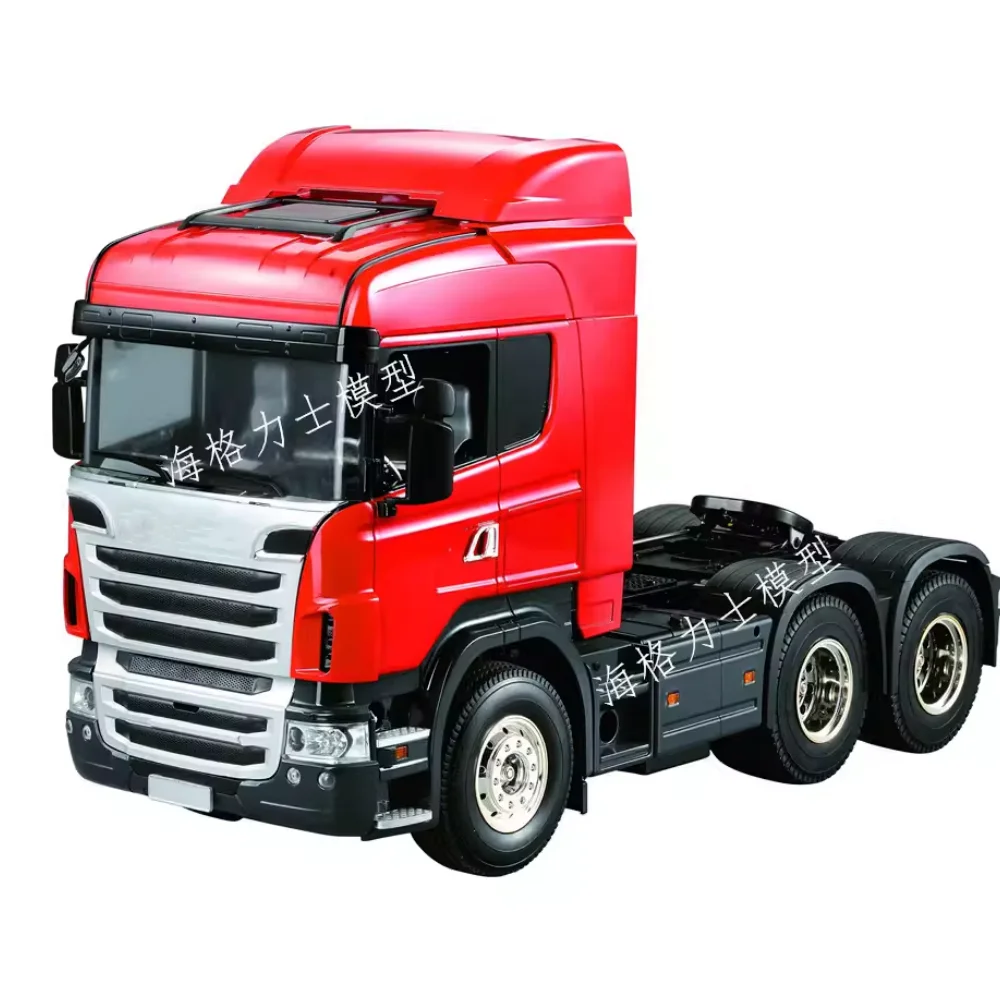 1/14 Series Three-Axle Midtop Tractors For Scania  Milky White Unpainted Assembly Toy Truck With Opeing Door