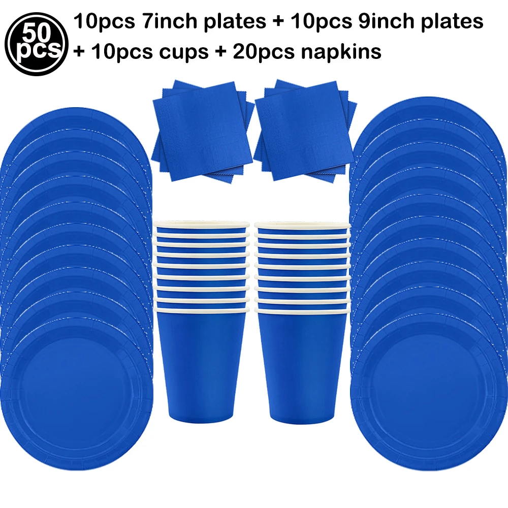 Buntes Einweg-Geschirr-Set mit Pappbechern, Tellern und Servietten für Geburtstagsfeiern, Hochzeiten, Picknicks, Babypartys und Heimdekoration – Detail 4