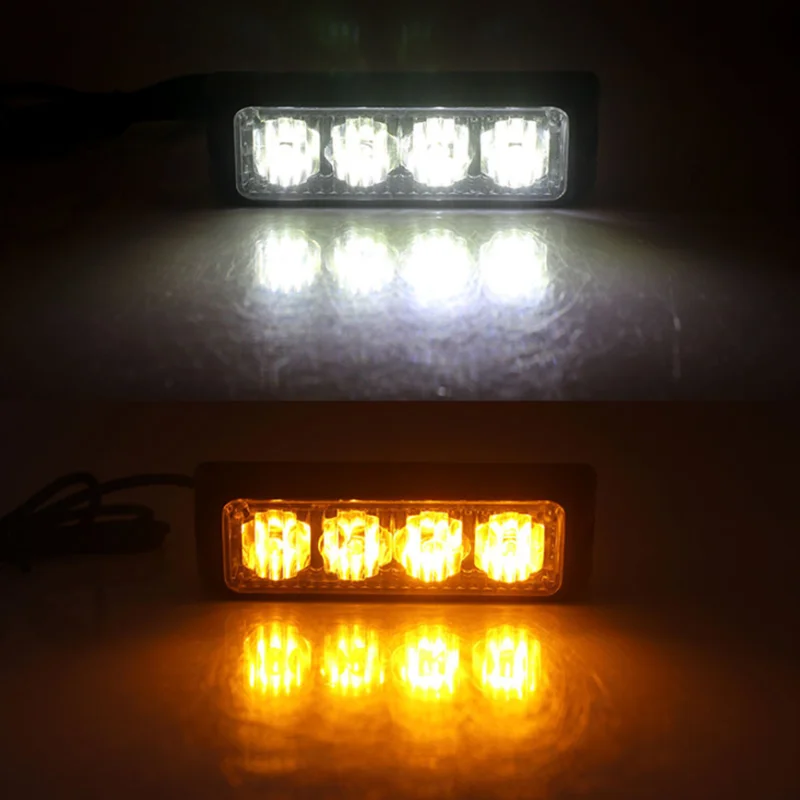 2pcs 4LED Warning Flashing Light Bar Car Strobe Lights Hazard Beacon Emergency flash lamp Universal 12V 24V Vehicle Truck