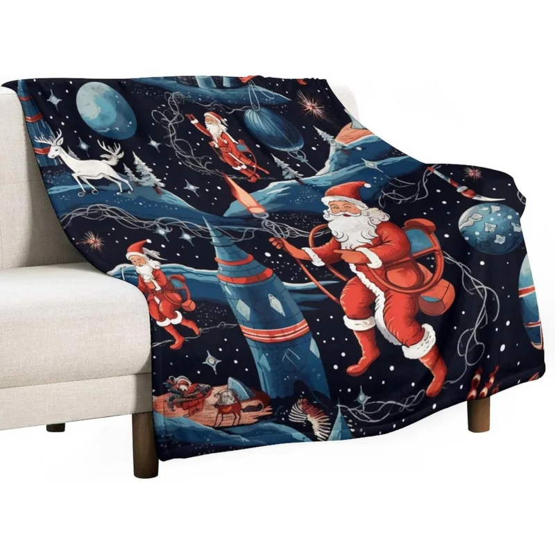 

Santa Claus in space blanket, New Year flannel warm blanket, 80INX60IN sofa bed decorative blanket