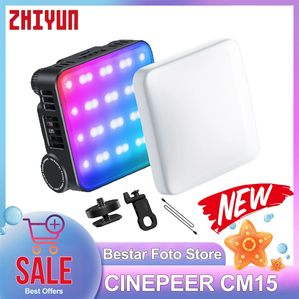 

ZHIYUN CM15 15W RGB Pocket Light 2500-6500K Builted-in 18 Dynamic Effects Mini LED Fill Light for Photography