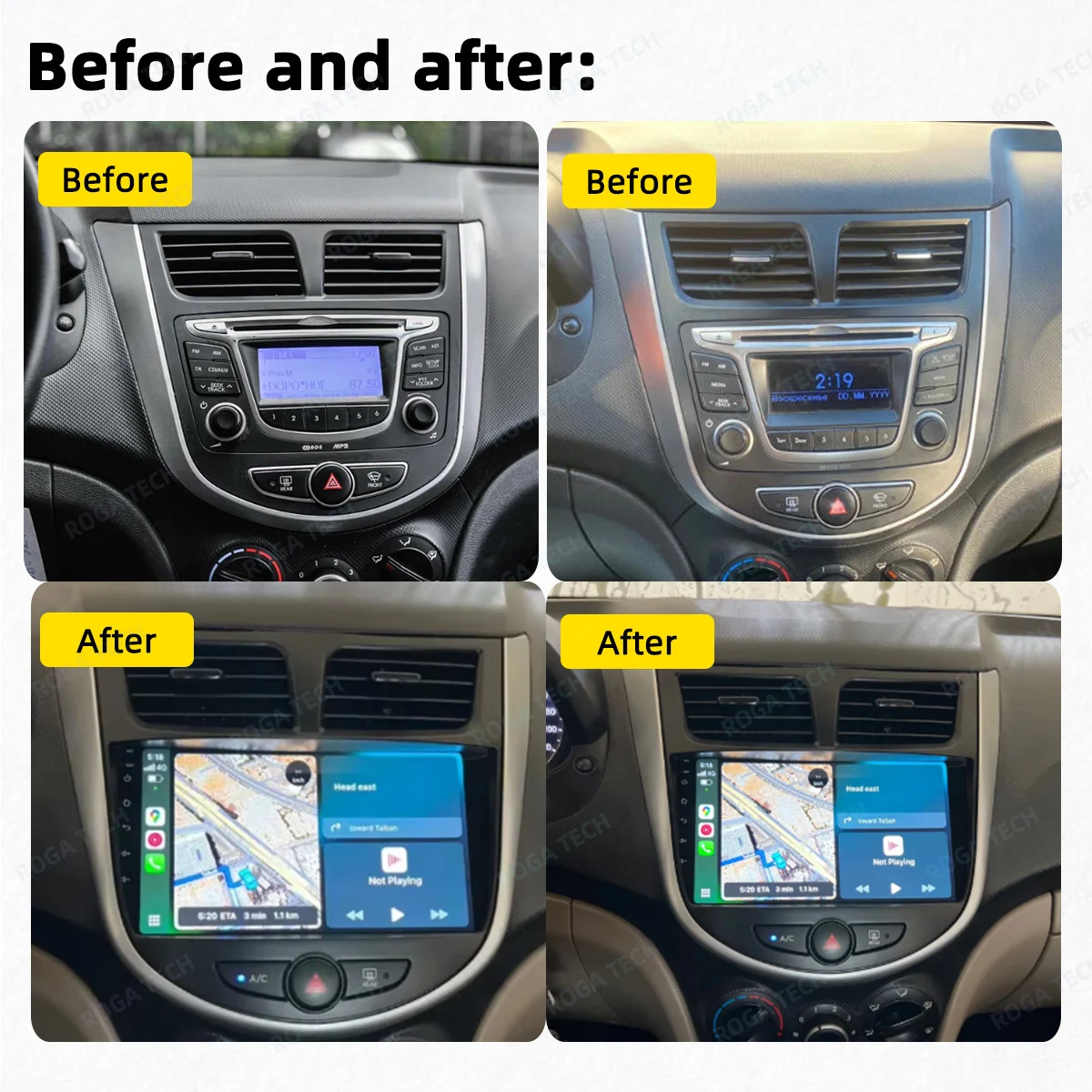 Carplay Auto Car Radio For Hyundai Solaris 1 Verna Accent  2010 - 2016 Android Car Multimedia Player GPS Navigation Stereo 2 Din