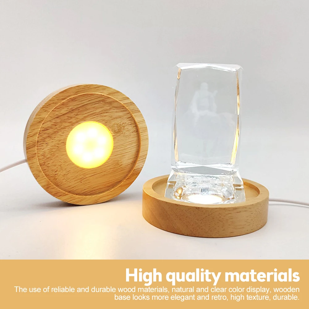 1pc Wood Desktop Decorative Lights LED Light Base Night Light USB Charging Wooden Display Holder DIY Romantic Lamp Art Ornament