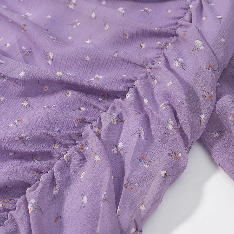 Kolekcja Jesień 2025 Nowości Damska Sukienka w Stylu Country z Kwadratowym Dekoltem, Długa, Dopasowana, Plisowana, z Nadrukiem, Obcisła, Codzienna, Krój X-Cut