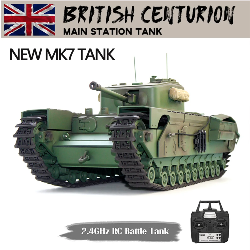 TongDe 1/16 Tank tempur RC Churchill Mk.VII Panzer pengendali Radio tempur infanteri elektrik siap untuk menjalankan mainan kendaraan militer