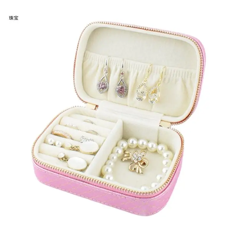 X5QE Travel Jewelry Portable PU Storage Box for Women Girls Convenient