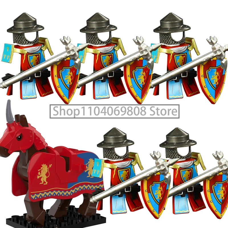 Medieval Soldier Figures Building Blocks Military Wolf Knight Rome Warrior Golden Knight War Horse Accessories Boy Toy Gift N07 view 2