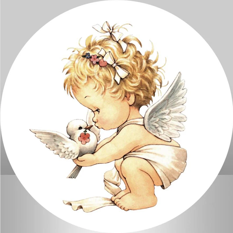 الأطفال بلدي أول المقدسة التواصل خلفية مستديرة شخصية ملصق حمامة الملاك استحمام الطفل صورة خلفية دائرة غطاء