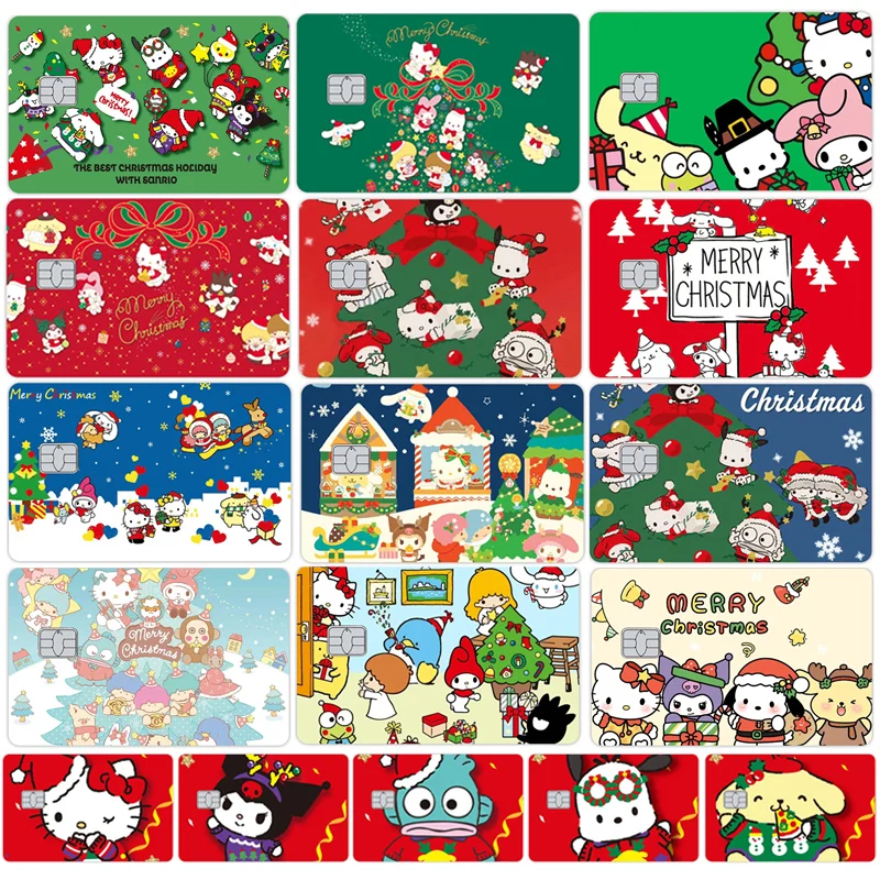 

Cartoon Hello Kitty Kuromi Family Cute Credit Card Skin Stickers Bus Metro Card Film Sticker Decoration Girls Christmas Gift