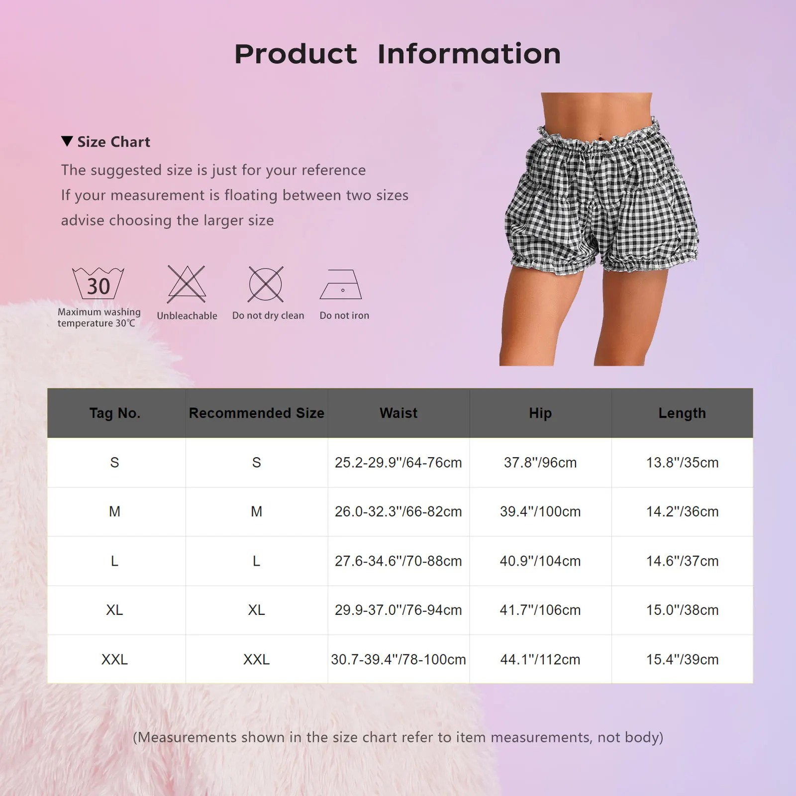 Damskie spodenki w kratkę Lolita Bloomers elastyczny pas niski wzrost nadruk w kratę potargane luźne spodnie spodenki ochronne Streetwear