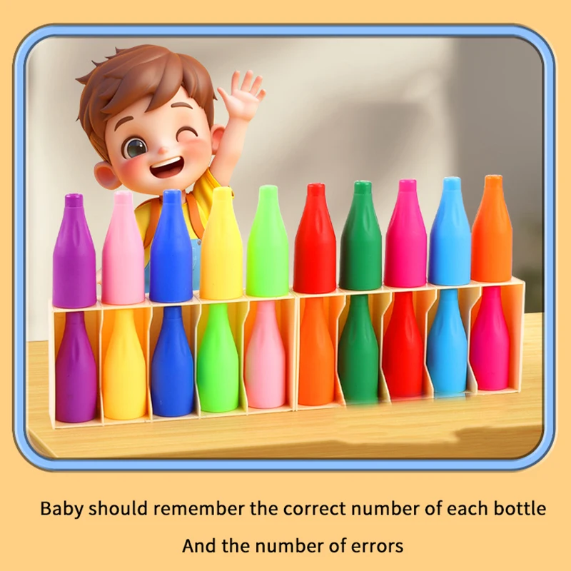 子供向け楽しい飲料カラーマッチおもちゃ 10/20本ボトル + ベース、幼児向け推測記憶トレーニングインタラクティブパズル
