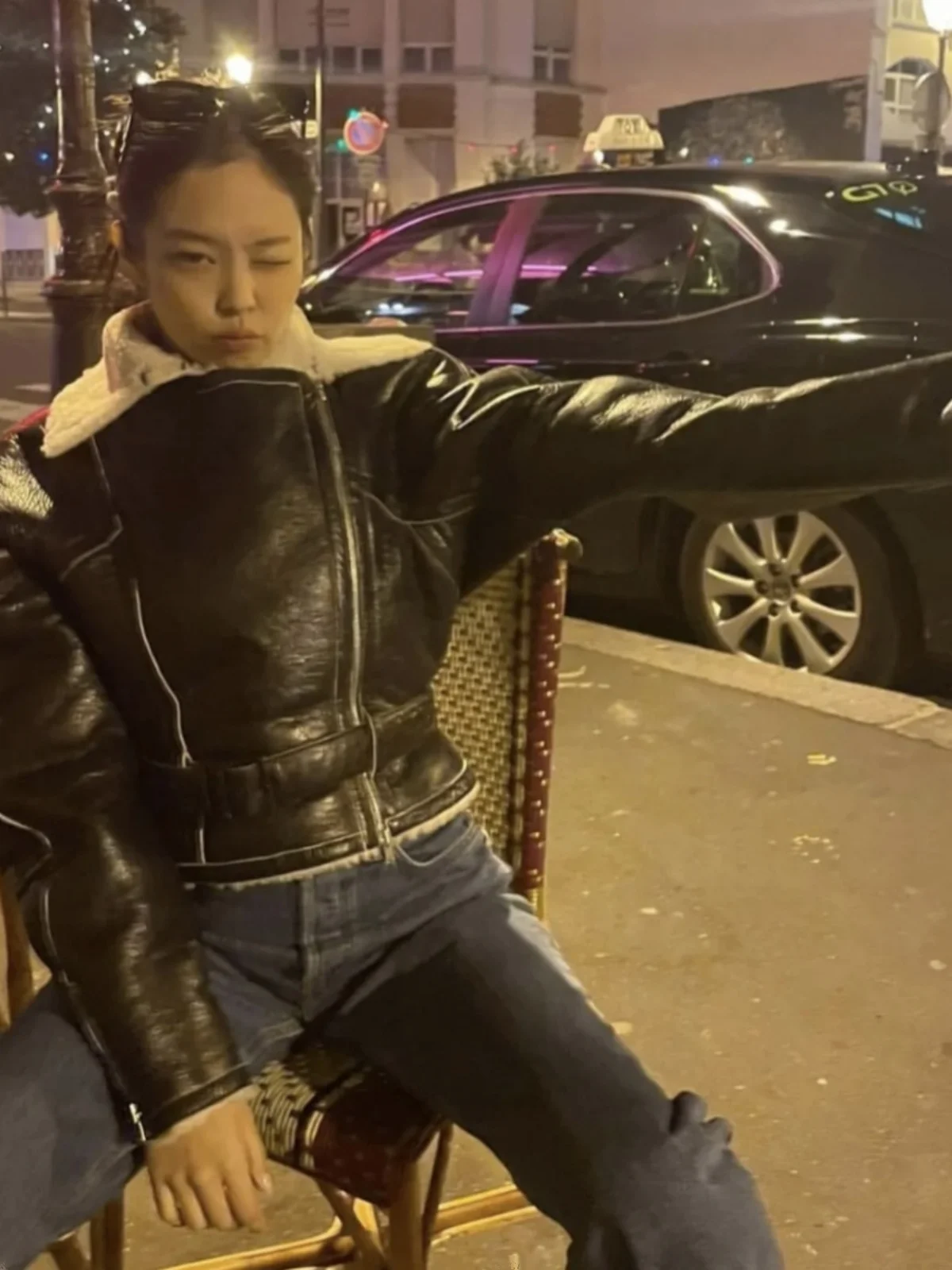 

Jennie Sle ort Biker Jaet Lamb Fur Skin And Hair Inteated Color Colion Turn-down Collar Faionable Women's Coat