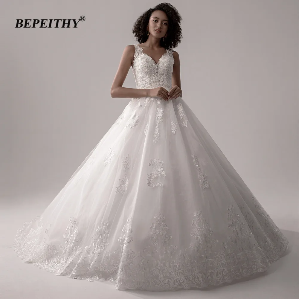BEPEITHY Customized Elegant Modern Wedding Dresses For Women V Neck  Sleeveless Bridal Gowns High-end Princess Wedding Dress