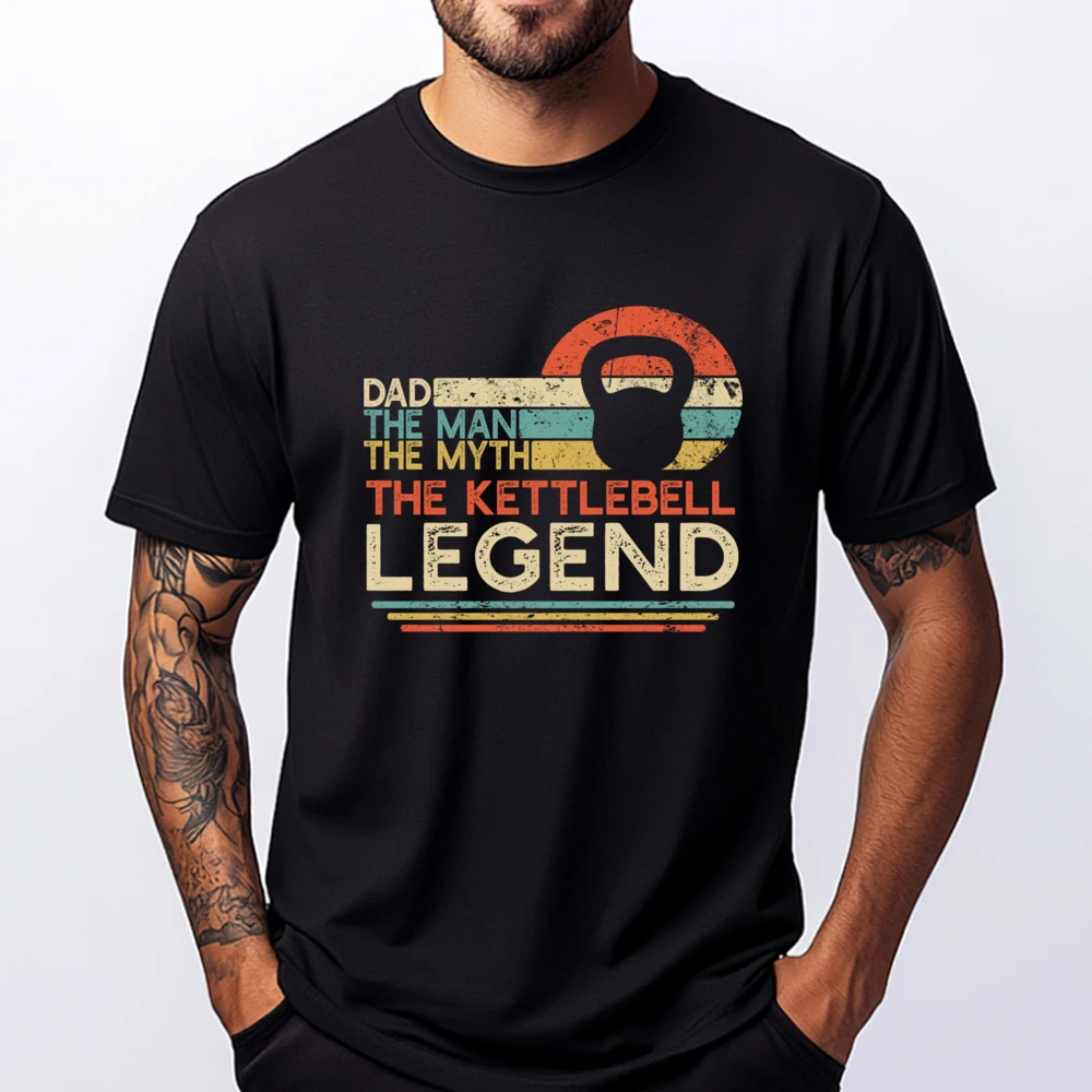 

Vintage Kettlebell Dad The Man The Myth The Legend Fitness Graphic Tee Shirt Comfortable T-Shirts Figures