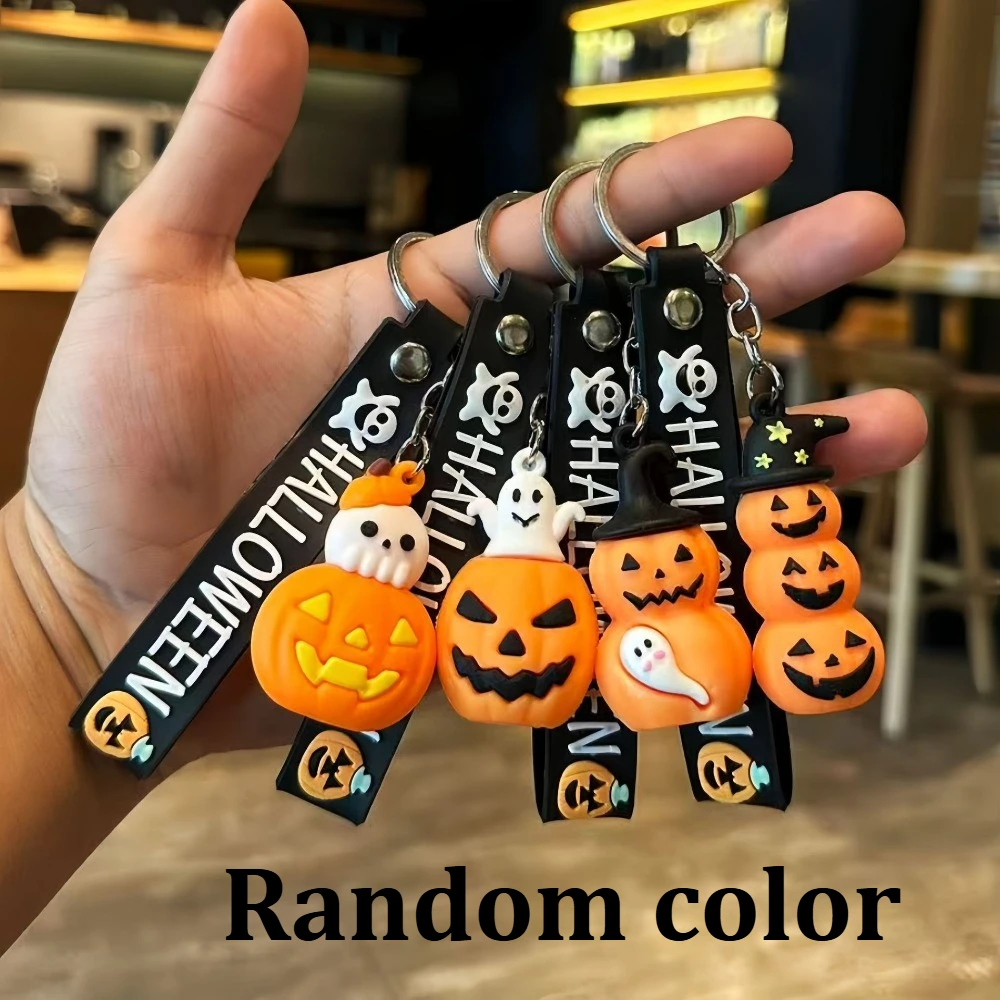2-20 Pcs Halloween Pumpkin Haunted House Doll Keychain Scary Funny Key Chain Bag Hanger Gift for Family Friends image 3