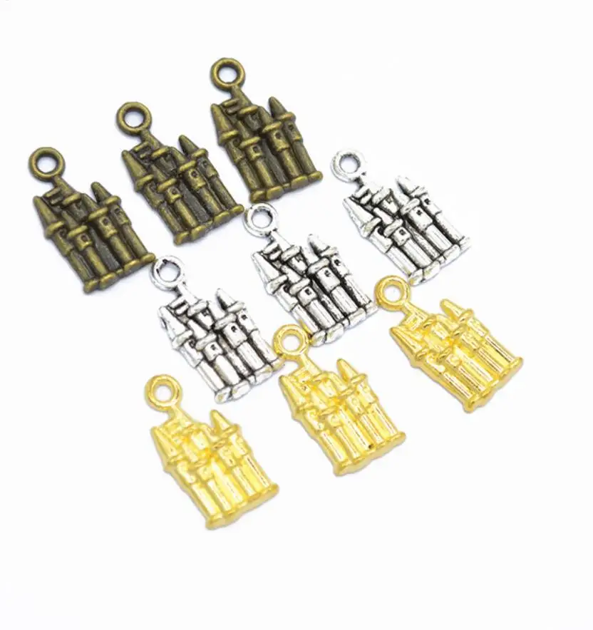 80pcs Charms Castle House 20*10mm Tibetan Bronze Silver Color Pendants Antique Jewelry Making DIY Handmade Craft F0503