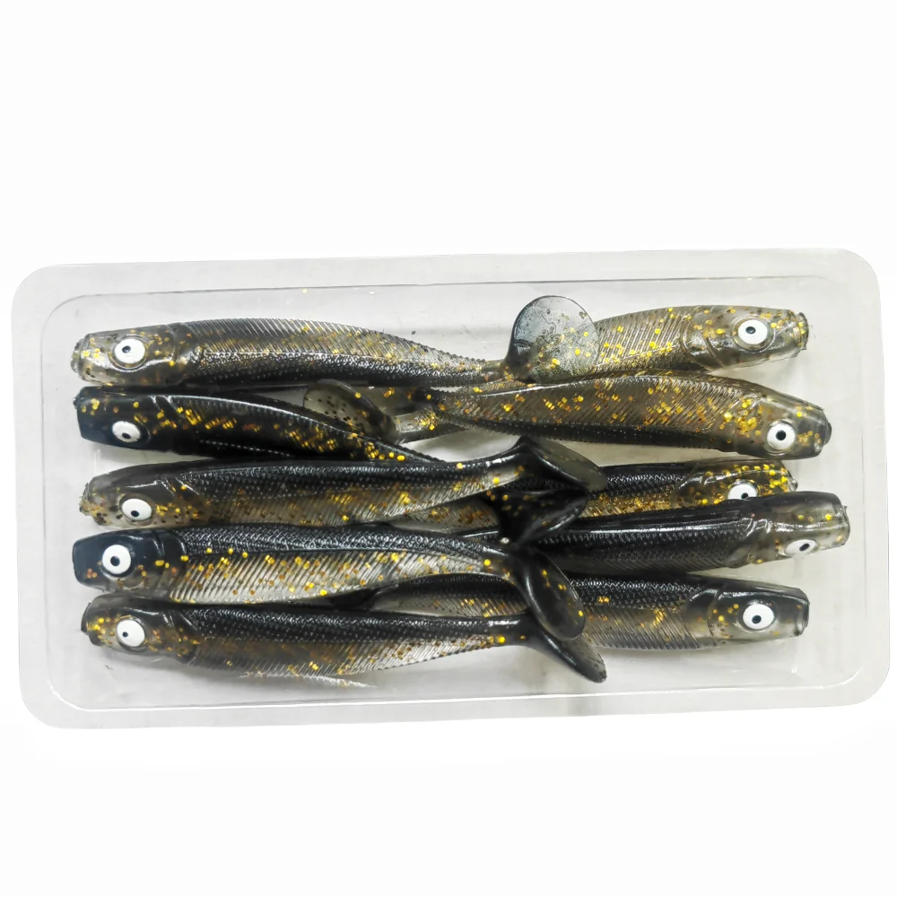 MUKUN 10 Stück 60 mm 2 g weiche Köder Köder Angelköder Leurre Shad Doppelfarbiger Silikonköder T-Schwanz – Detail 12