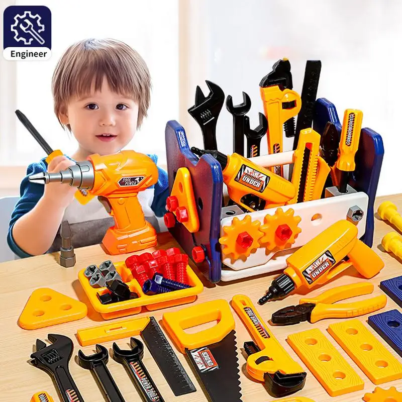 Pretend Tools Kit 40Pcs Kids Play Repair Tool Set Plastic Construction Toys with Screwdrivers for Toddler Boys Girls Child