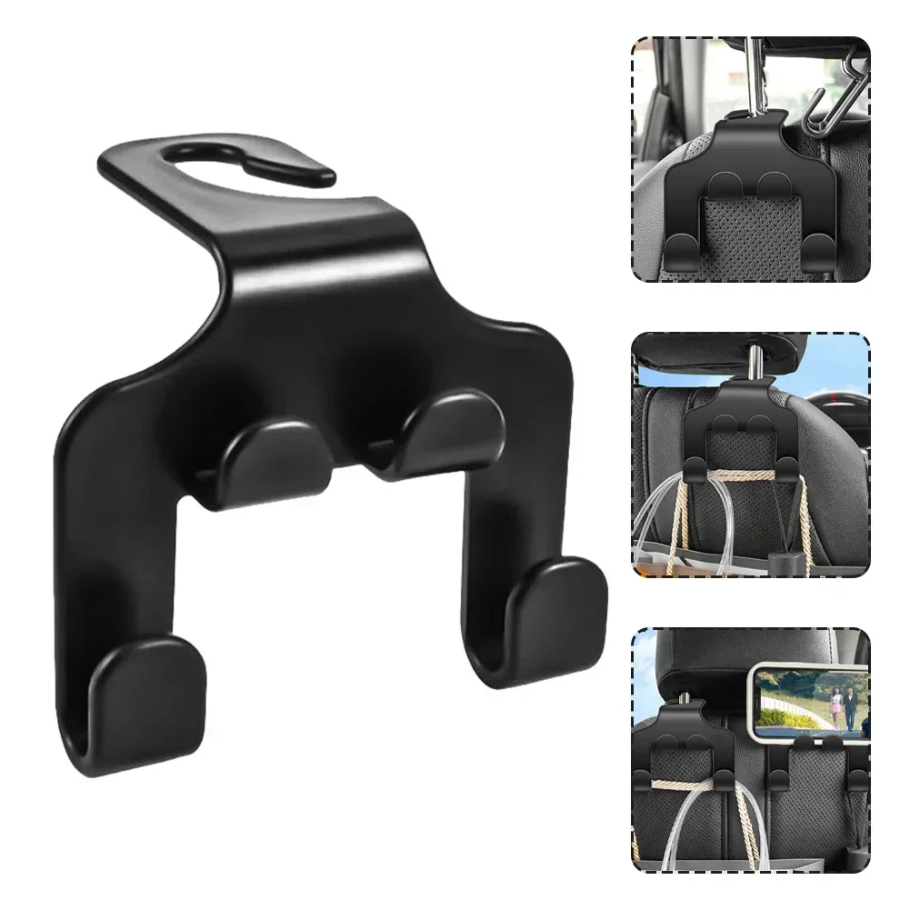 1/2pcs Car Seat Headrest Hook Phone Hanger Storage Organizer Universal for Handbag Purse Coat Fit Universal Vehicle Car Black