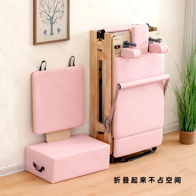 Foldable Pilates Reformer Bed Oak Wood Core Training Body Shaping Machine For Home Studio With Accessories