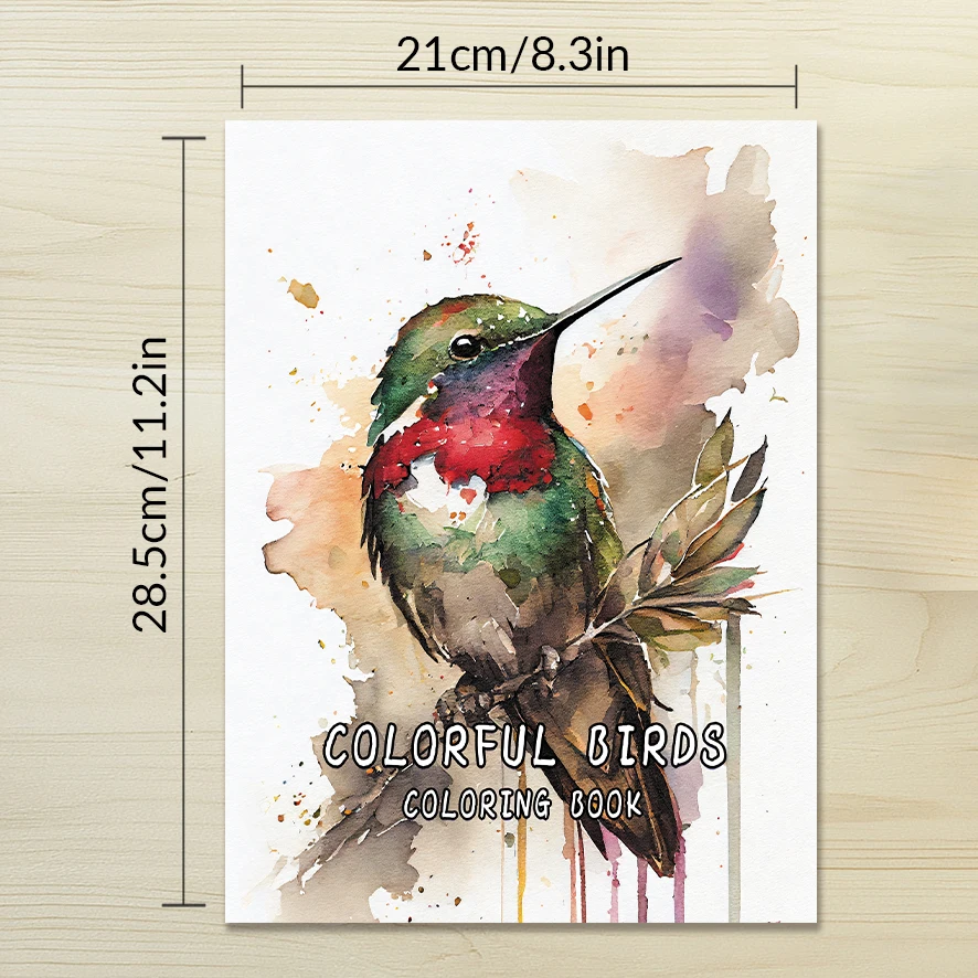 Flexible Bird Adult Coloring Book - 8.3x 11.2 Inch 32 Page Coloring Book - Helps Reduce Stress and Ease Emotions