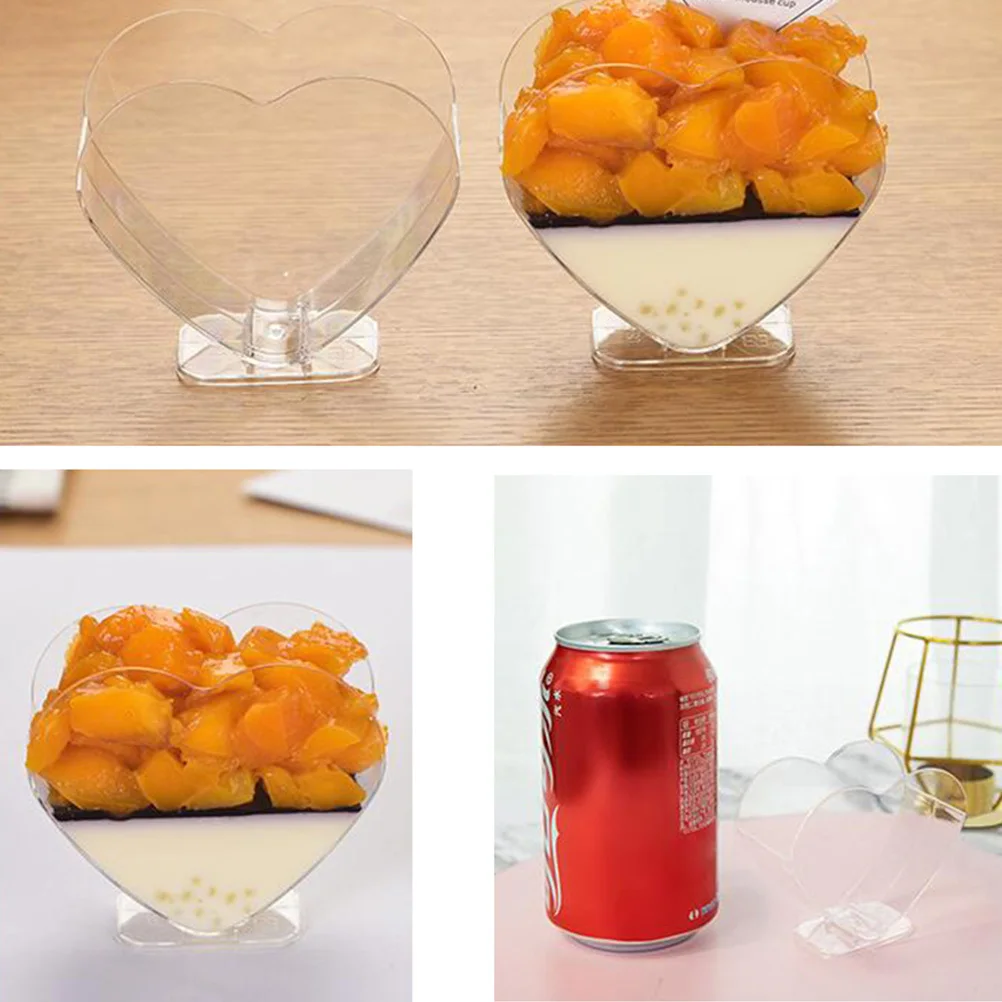 

30Pcs Heart Design Clear Dessert Cups Plastic Mousse Containers Suitable for Tiramisu Yogurt Jelly Pudding Events