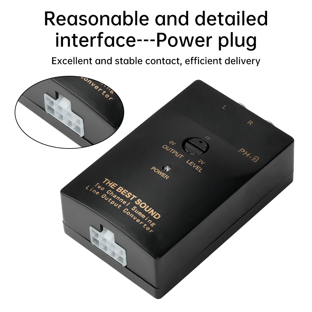 PH-2 Auto-Stereo-Audio RCA-Lautsprecher-Verstärker Hoch-zu-Niedrig-Subwoofer-Audio-Konverter-Adapter Verkabelung Einstellbares Autoteil ﻿ – Detail 4