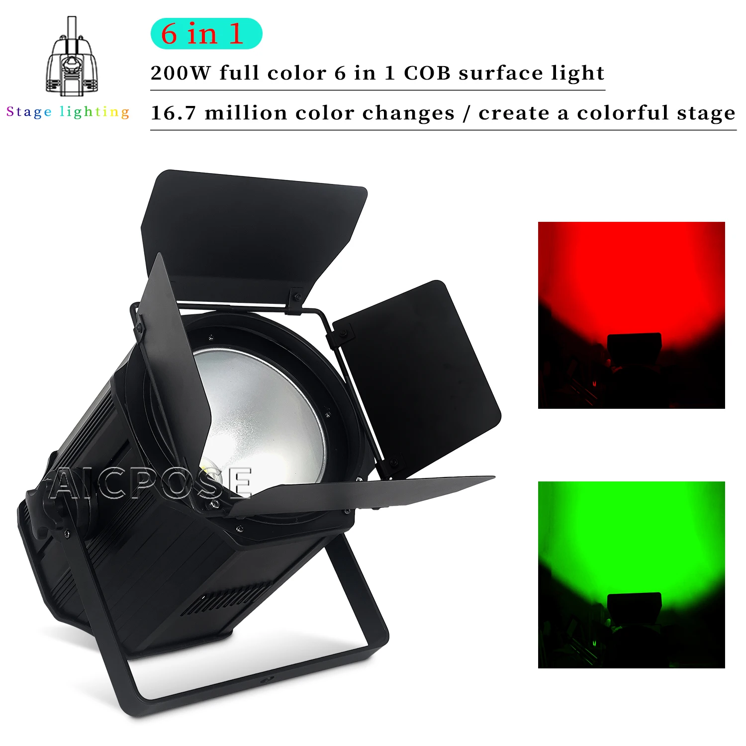 

200W RGBWA UV 6 in 1 COB Audience Lights LED Cool White Warm White Stage Light with Bezel Professional DJ Disco Equipment