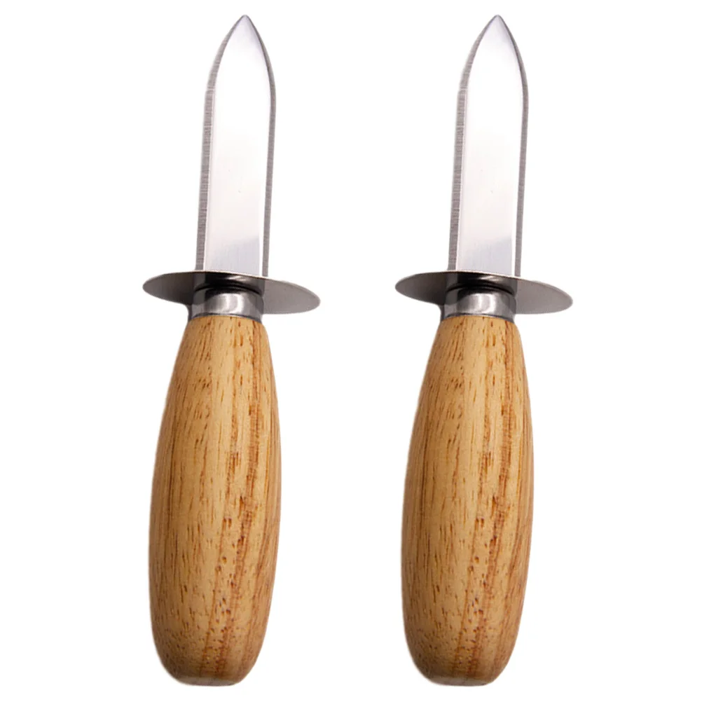

2Pcs Oyster Knife Stainless Steel Wood H Shucker Shellfish Opener Kitchen Supplies Seafood Tool Clam