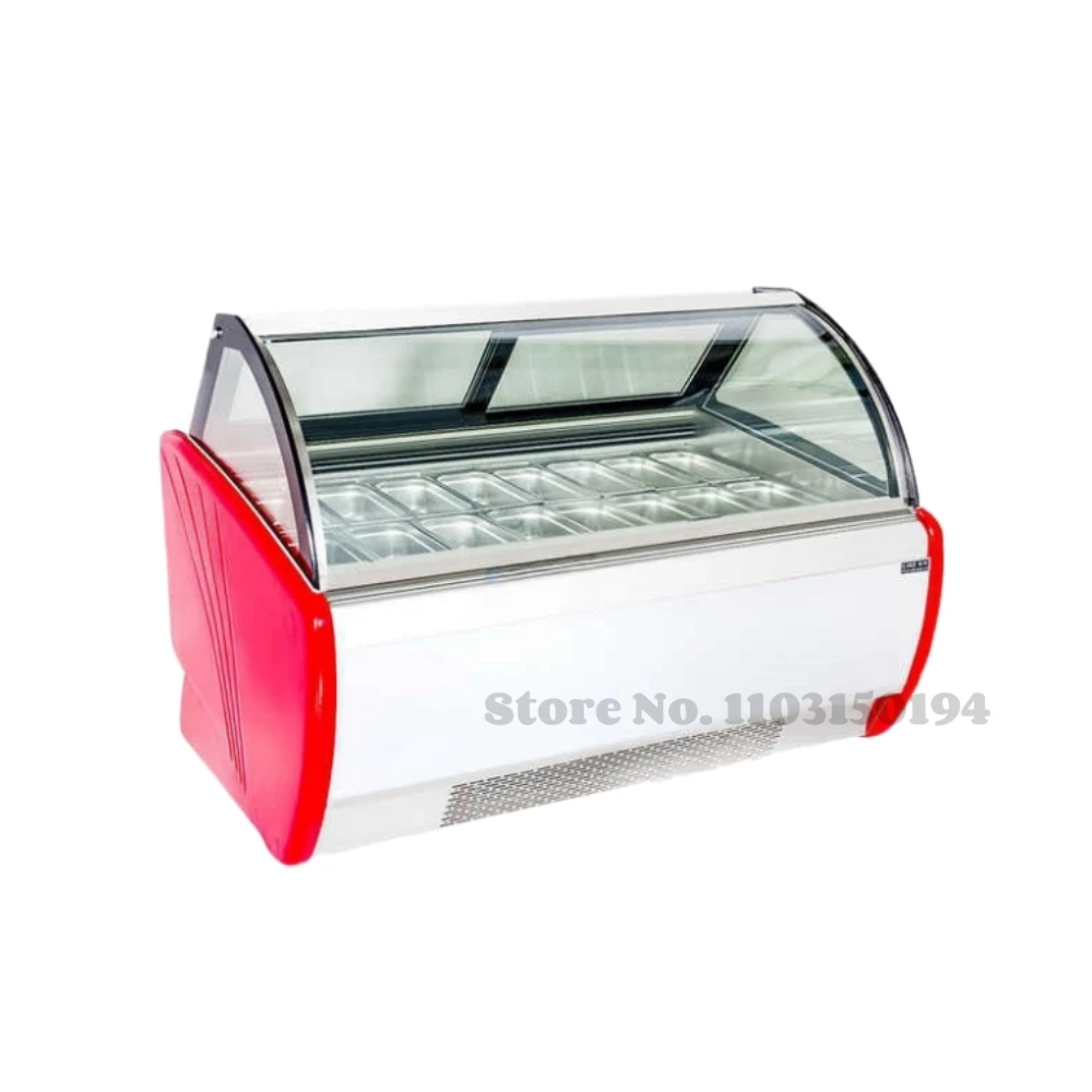 Italian Ice Cream Display Showcase Freezer Commercial Gelato Display Machine Storage Freezers With 10 12 16 18 Pans