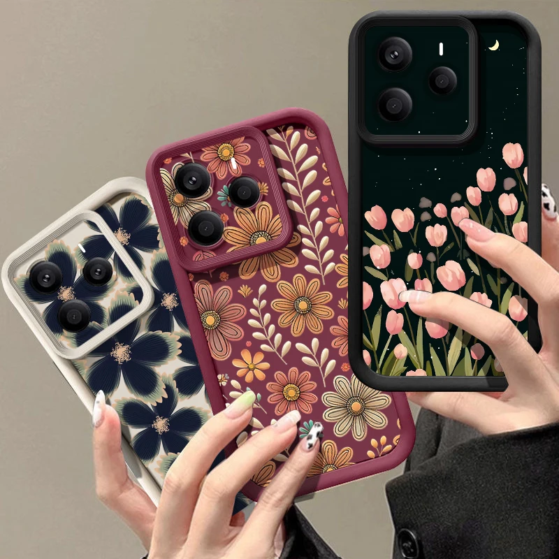 Blumenmuster TPU Handyhülle für Xiaomi Redmi Note 15 14 13 Pro Plus Redmi Note 15 14 13 12 Pro 4G 5G Weiche Silikon-Rückabdeckung