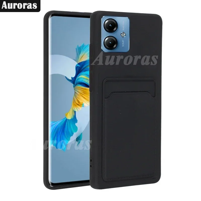 For Motorola G54 Case With Insertable Card Wallet Silicone Soft For Moto 50Fusion G84 G85 G14 E14 S50 Neo Shockproof Back Cover