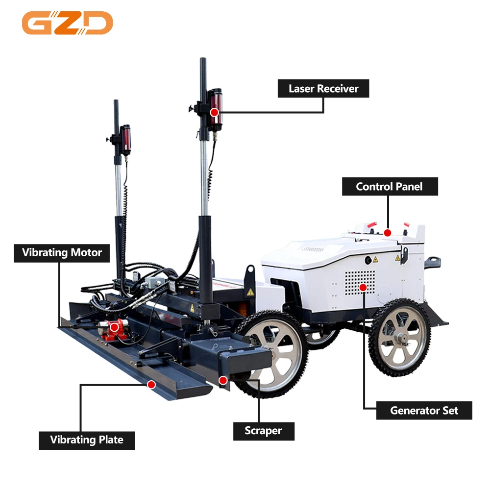 Gasoline Four Wheels Asphalt Concrete Road Paver Machine Ride on Concrete  Screed Machine