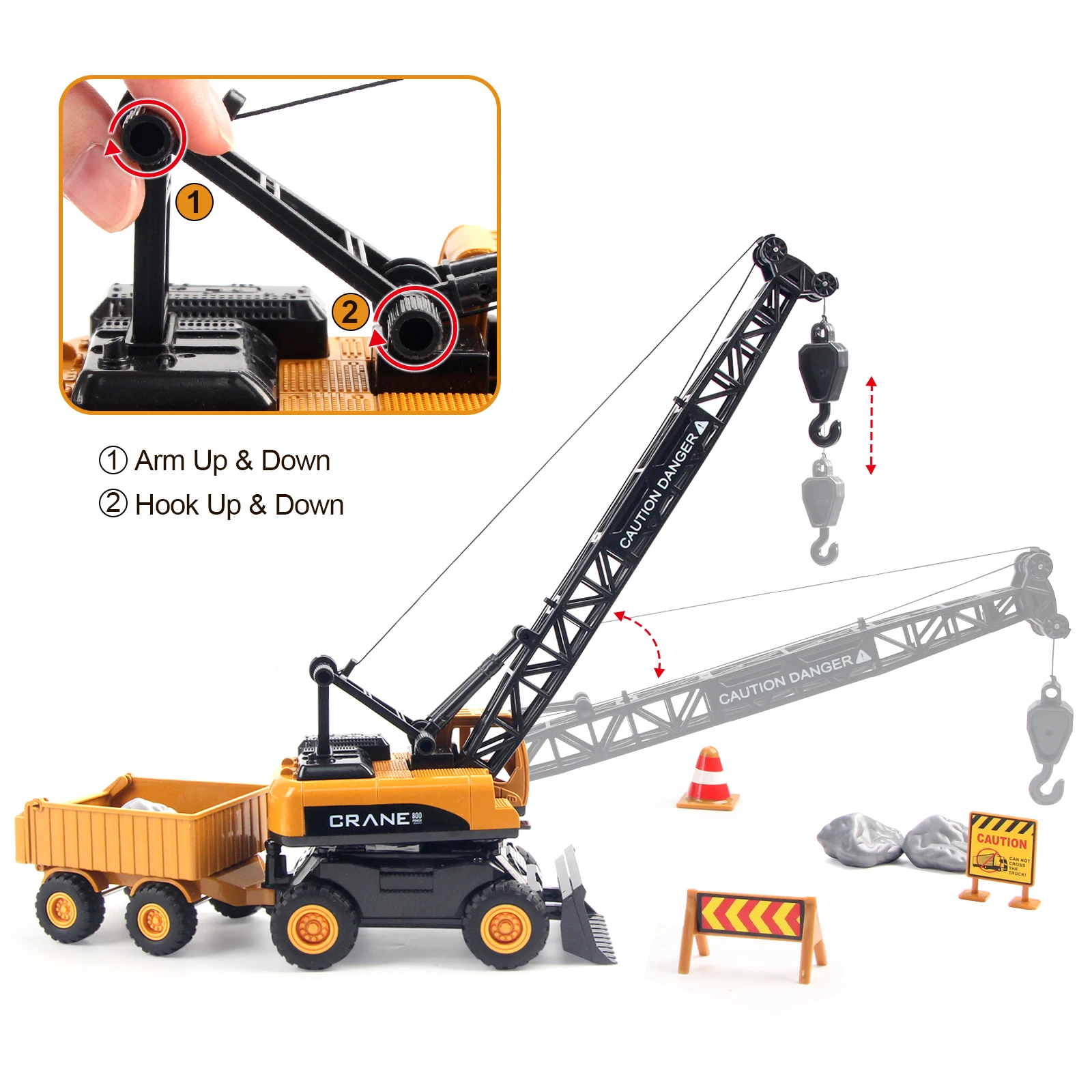 1:55 Construction Engineering Crane Vehicles Set Toy with Dump Truck Toy Bulldozer Model Toy Gifts for Toddlers Kids Boys