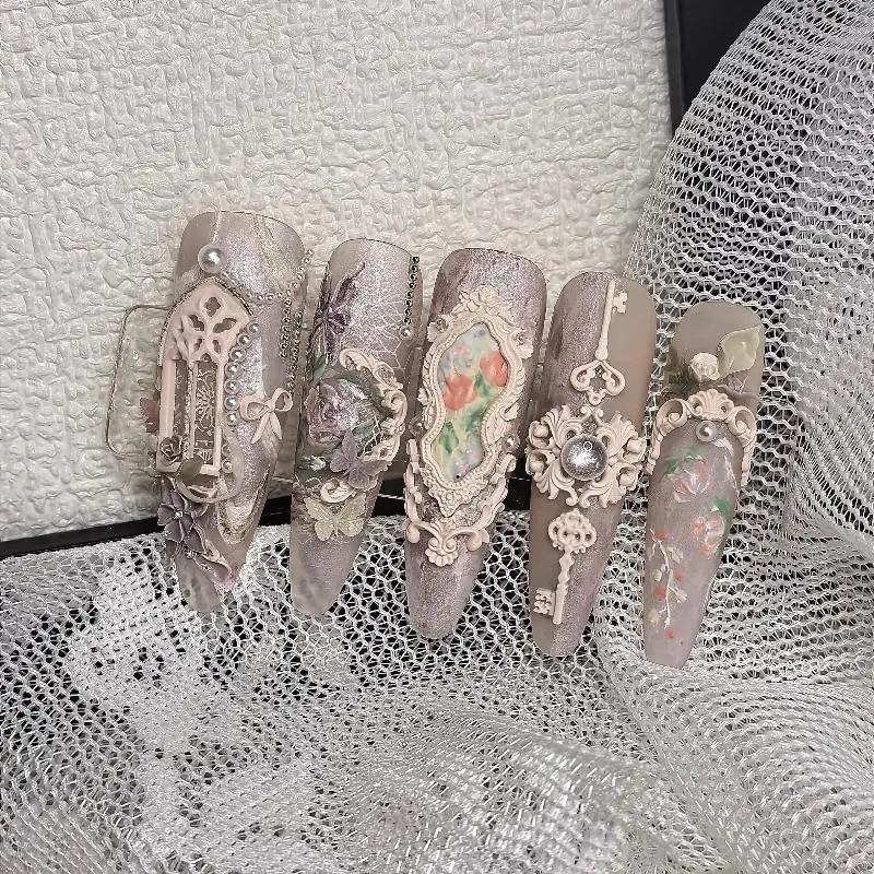3D Silicone Nail Art Mold European Style Retro Patterns Candlestick Candle Design Decor DIY Transparent Manicure Template