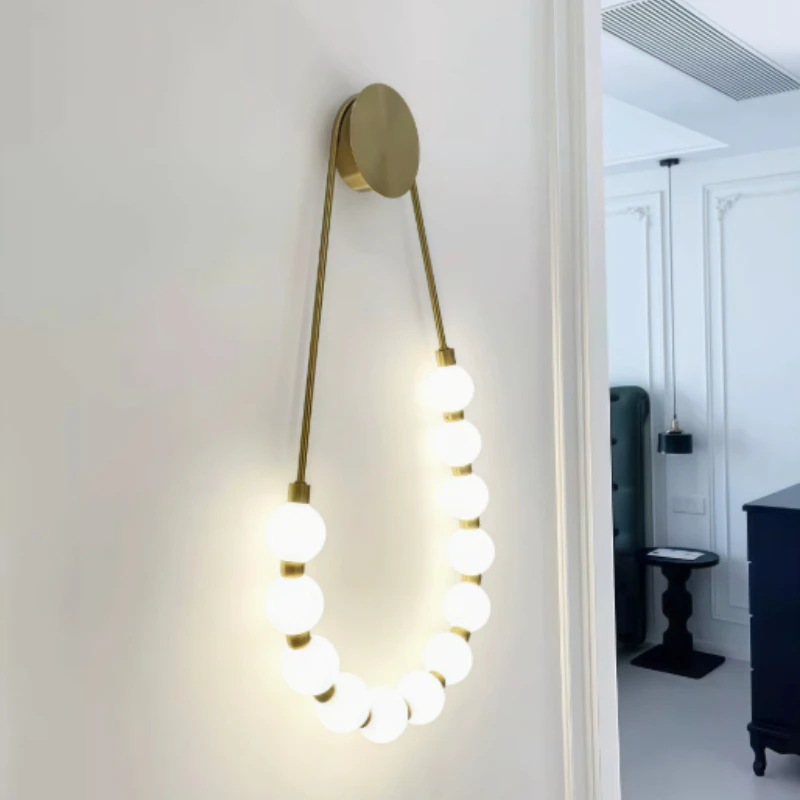 Nordic Minimal Creative LED Wall Lamps Necklace Black Golden Wall Pendant Light Home Decor for Bedroom Corridor Islands Lighting