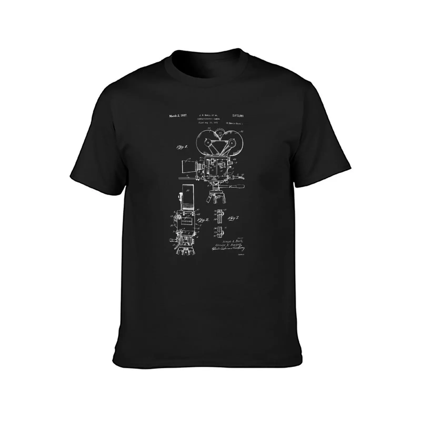 Moviemaker Film Camera Patent Drawings 1937 T-Shirt blacks vintage clothes mens cotton t shirts