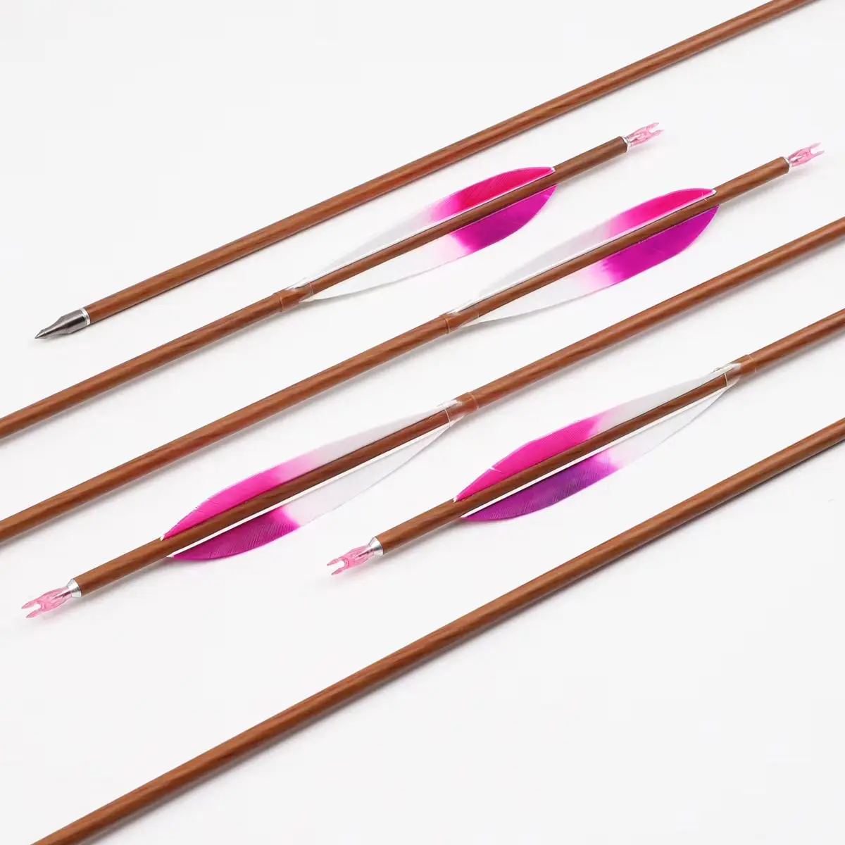 

ID6.2mm Wood Grain Pure Carbon Arrows ±0.003 Straightness Spine 300-800 with 5" Natural Feather Archery Target Arrow for Shootin