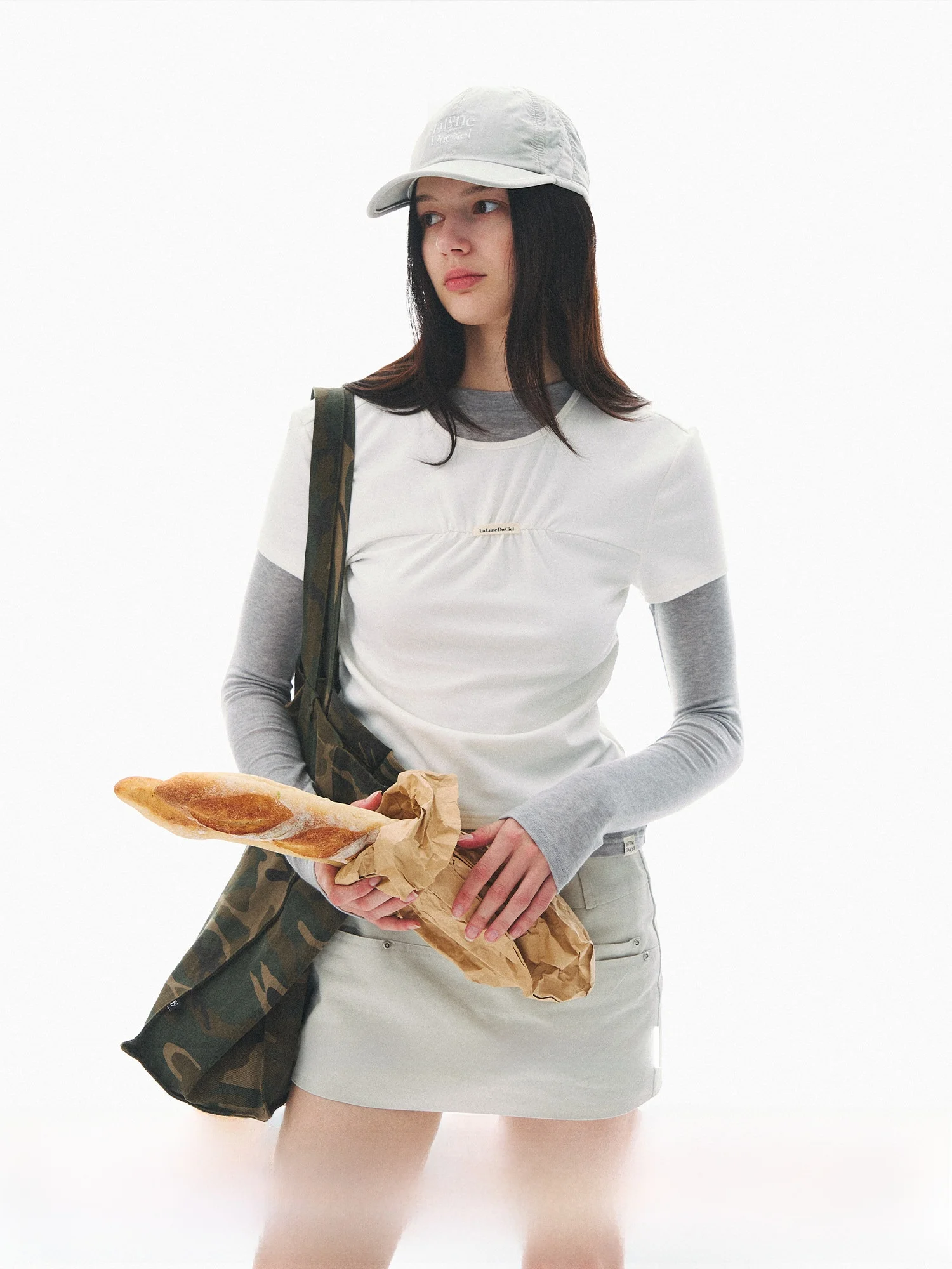 

Футболка LaluneDuCiel с круглым вырезом и коротким рукавом, приталенная, из смесового хлопка, весенняя, повседневная, женская, Natural Rhythm