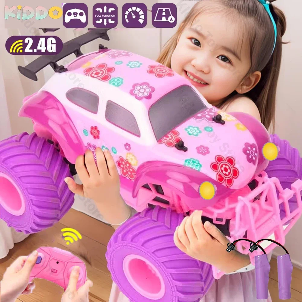 

Радиоуправляемый автомобиль с электроприводом для бездорожья, большое колесо, 2,4G, беговые высокоскоростные фиолетовые грузовики с дистанционным управлением, игрушки принцессы для девочек для детей
