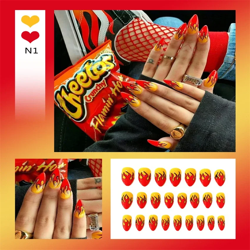 24Pcs/Set Cute Strawberry Wearing False Nails Removable Handmade Artificial Fake Nails French Stick Acrylic Press on Nail Tips