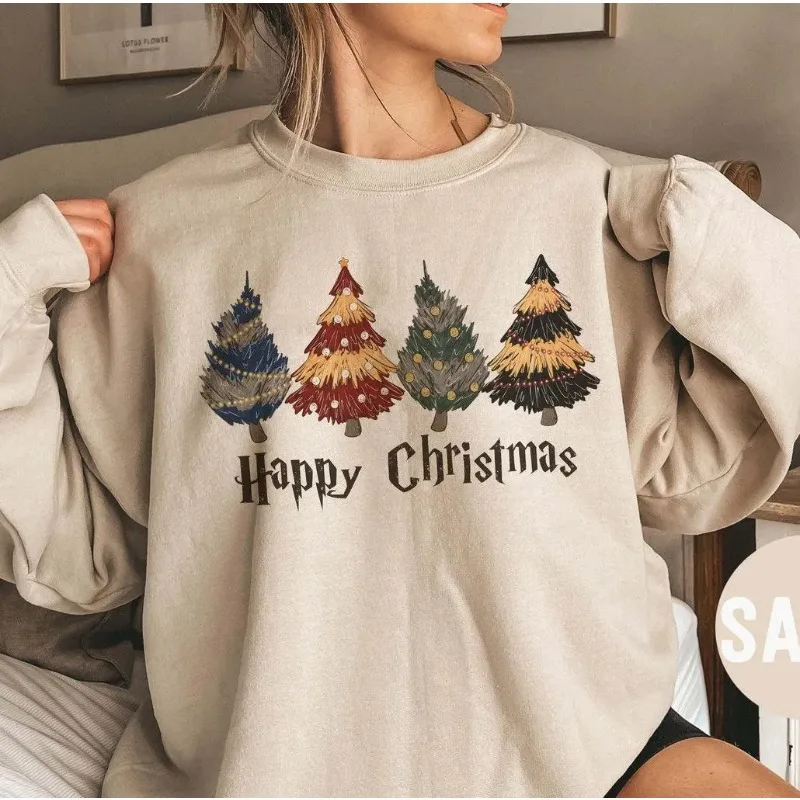 Harry Potter Wizarding Academy Sudadera con capucha de árbol de Navidad Otoño/Invierno Nueva moda Unisex
