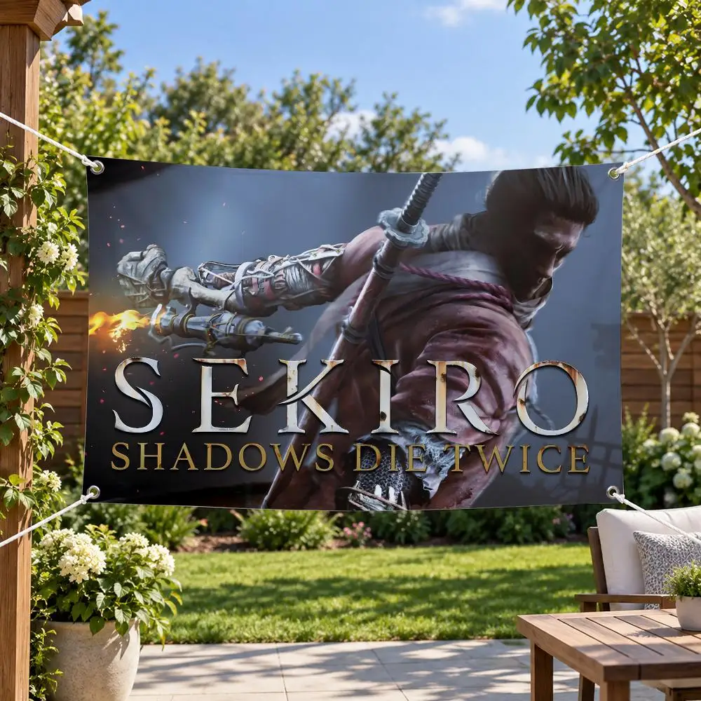 Game Sekiro Shadows Die Twice Fantasy Flags Aesthetic Wall Tapestry Printed Wall Hanging Living Room Party Outdoor Decor