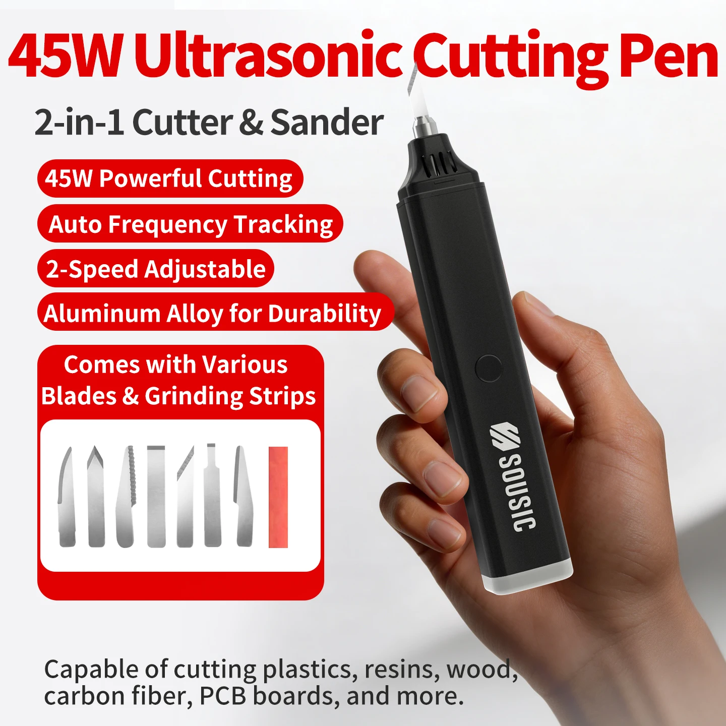 Handheld Ultrasonic Cutting Knife, Compact, Suitable for Home Use, Portable, Plastic Water Outlet, PCB Resin, DIY, Electric Engr