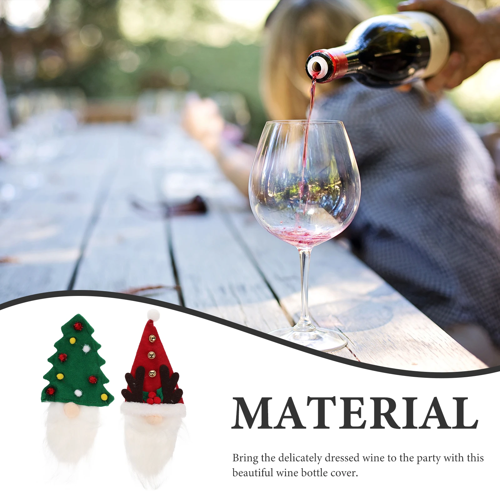 

2 Pcs Wine Bottle Set Christmas Gift Adorable Cover Lovely Covers Decoration Felt Cloth Decorative Topper Wrapping for