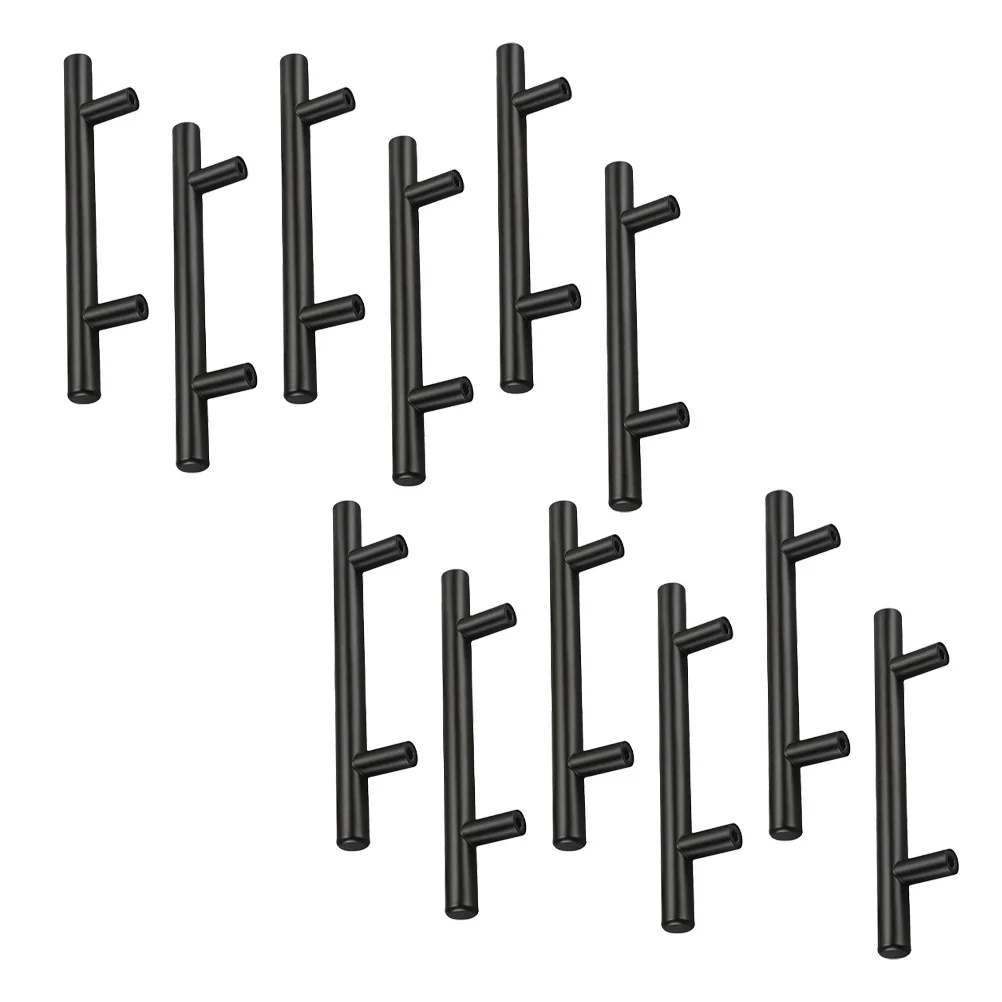 

12 Pcs Drawers Cabinet Handle Trash Can Brushed Steel Door Handles Black Stainless