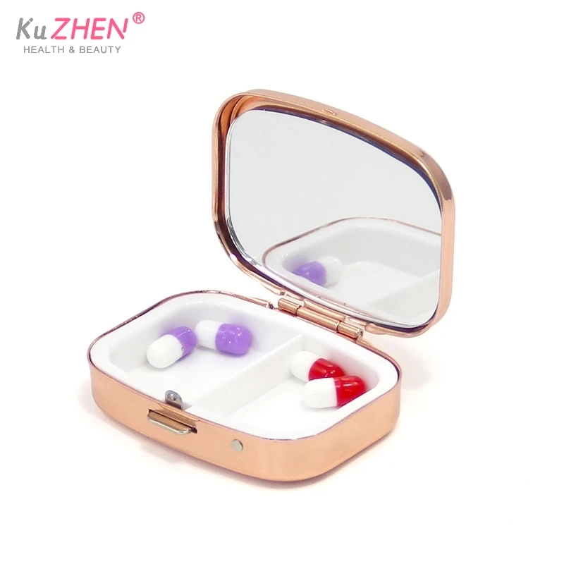 1PCS Folding Medicine Box With Mirror Portable Seal Folding Flap  Capsule Box Travel Medicine Box Drug Dispense Storage Arrange