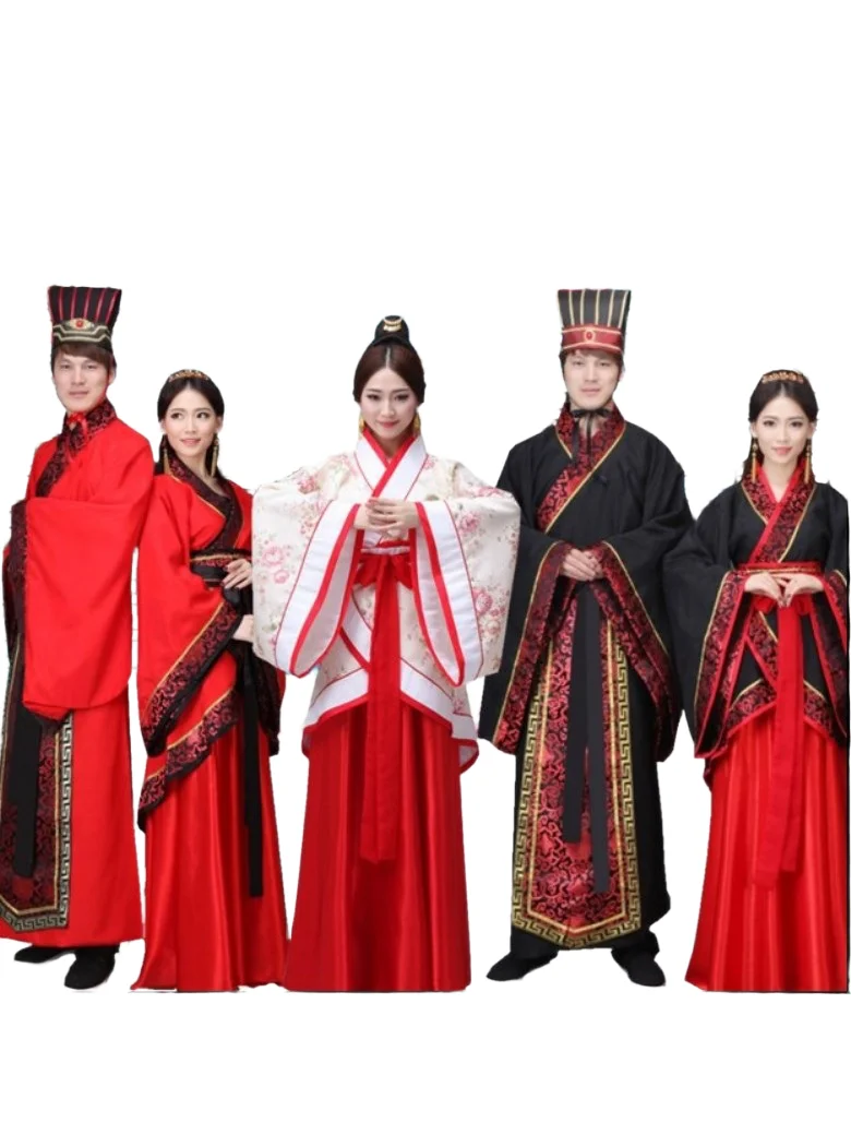 

Traditional Chinese Hanfu Costume Wide Sleeve Performance Outfit for Men And Women Adult Princess Style Couple Show Clothes