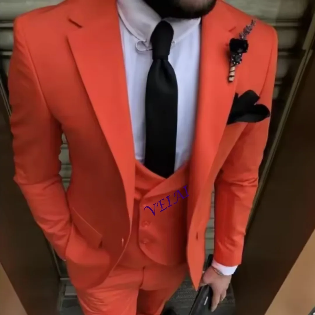 

Блейзер на заказ, однотонные мужские костюмы, элегантный однобортный однобортный пиджак с лацканами Terno с зубцами для свадьбы, выпускного вечера, облегающий пиджак из трех предметов, брюки