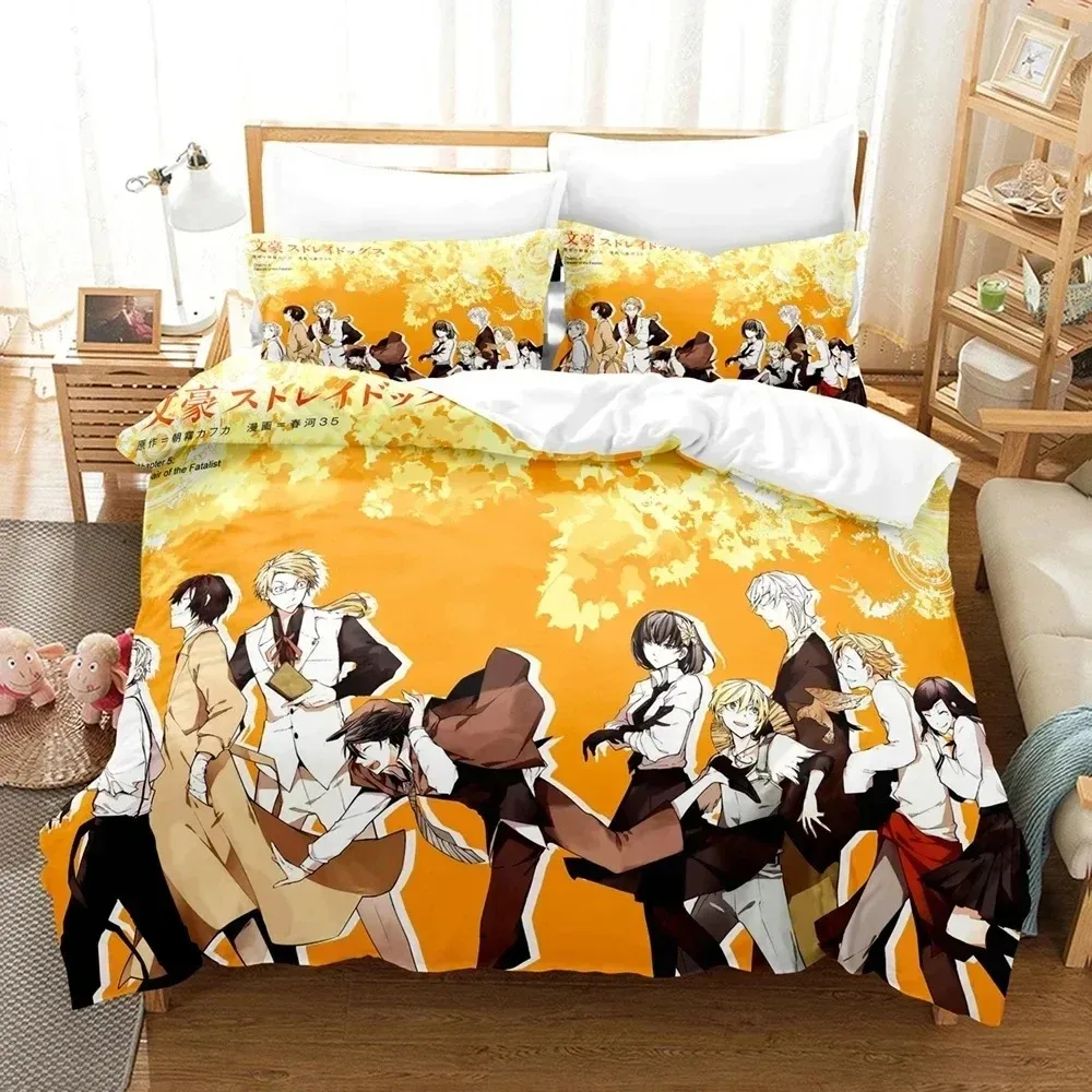 3D Anime Bungo Stray Dogs Bedding Set Double Twin King Duvet Cover Comforter Pillowcase Boys Girls Adults Bedroom Home Textiles